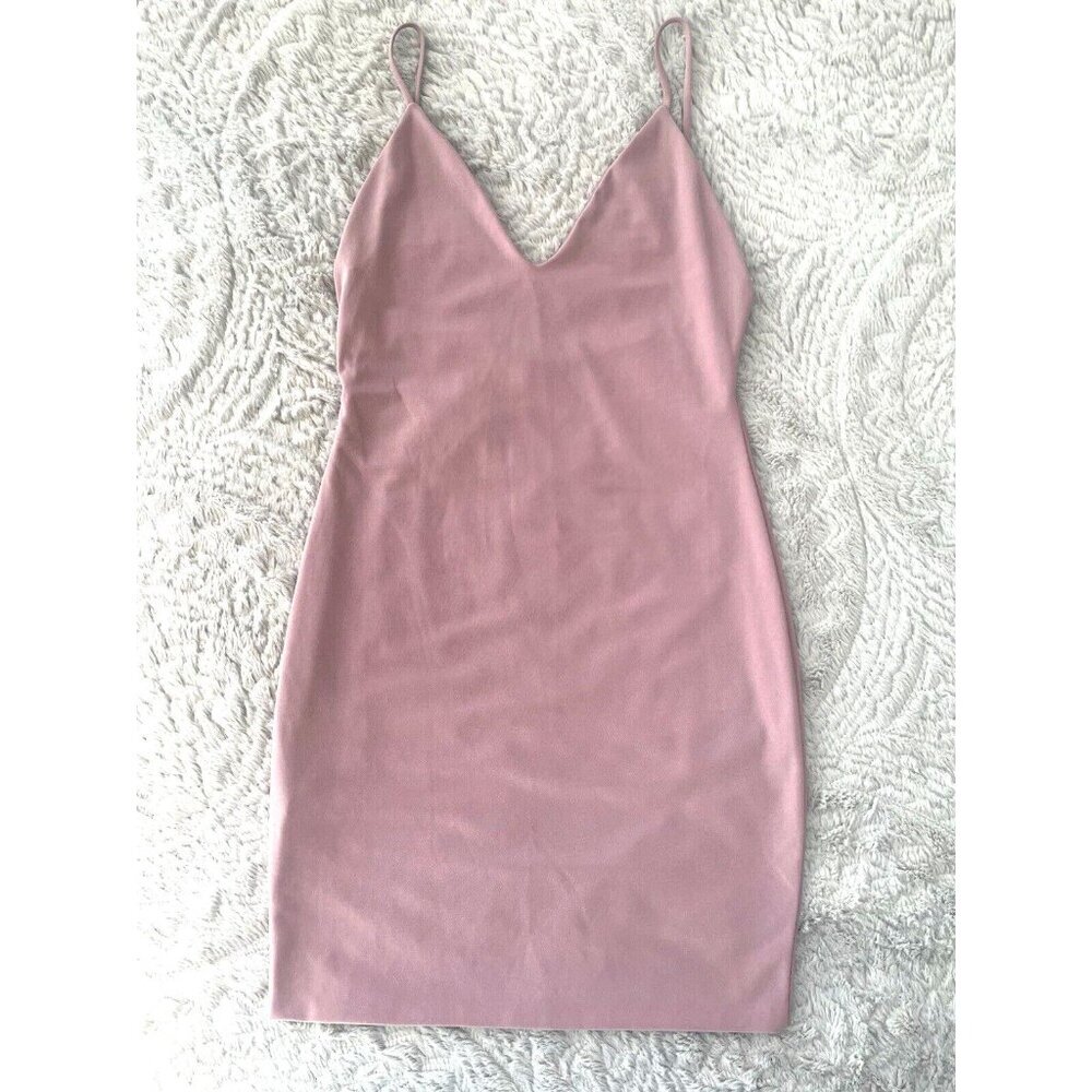 Lux LA Womens Medium Dusty Rose Mini Dress Sleeveless V Neck Bodycon Party